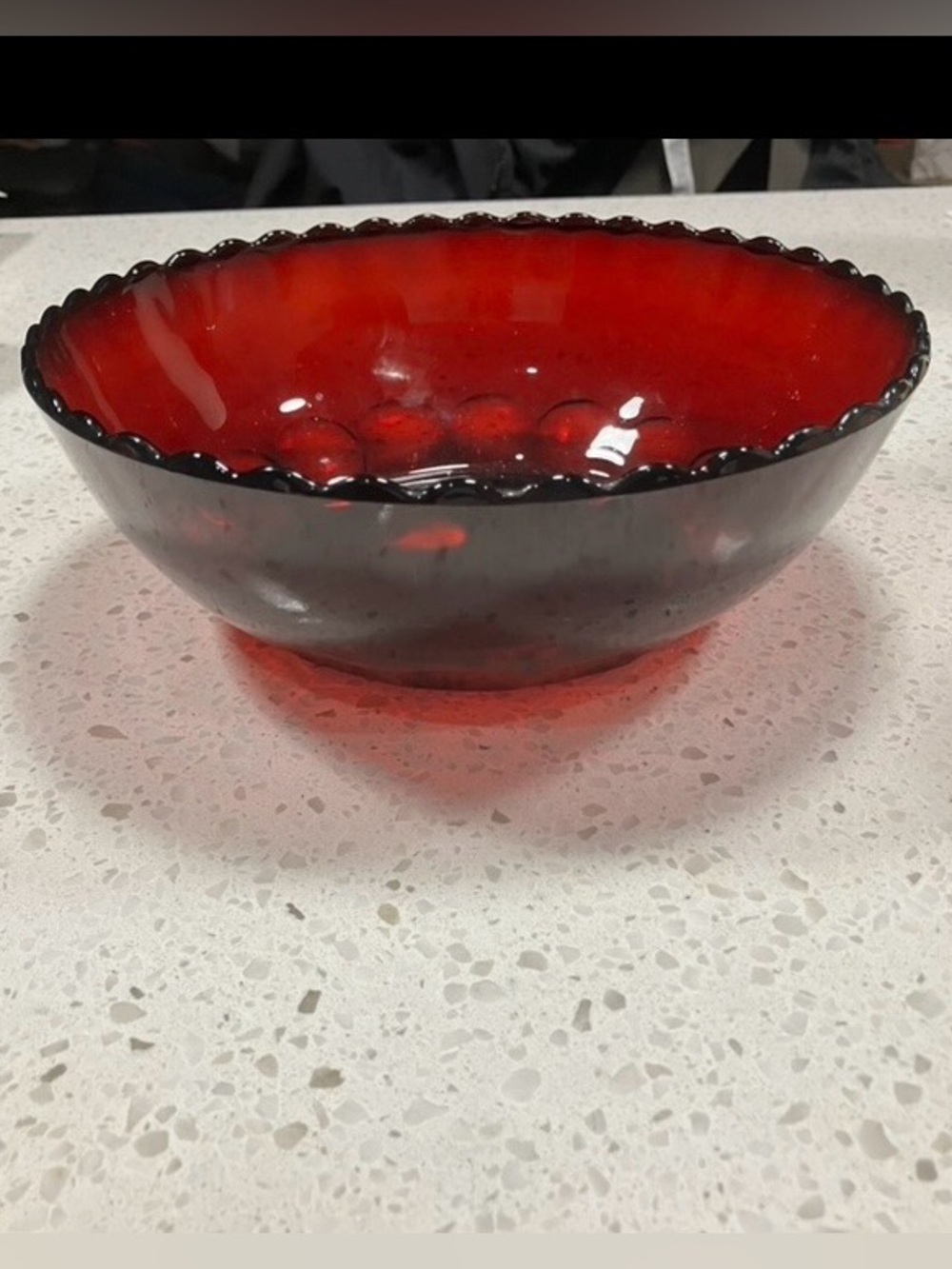 Anchor Hocking Royal Ruby Scalloped Serving Bowl Red & Black